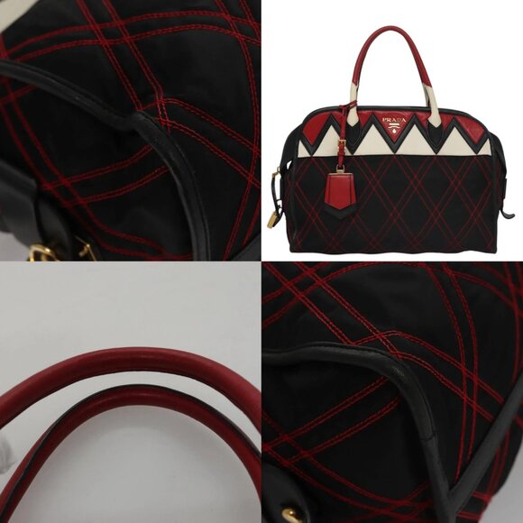 PRADA Hand Bag Nylon Black Red white Auth 105507V - Picture 14 of 15
